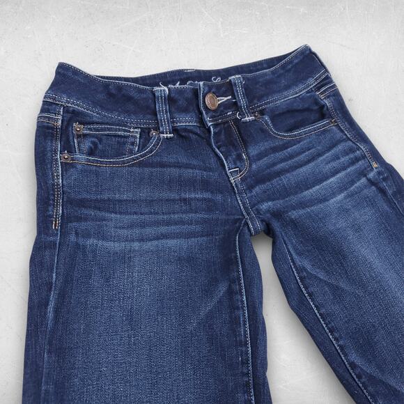 American Eagle Slim Boot Jeans Women 2 Dark Blue Y2K Sustainable Retro Cowgirl - Picture 9 of 12